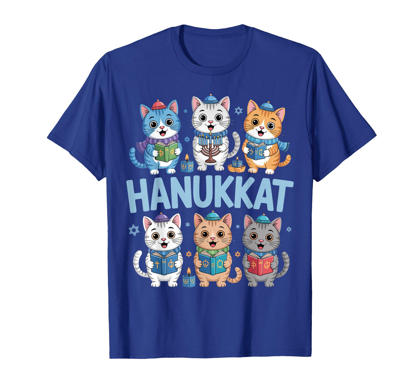 Hanukkah Cat Menorah Cute Jewish Holiday Cats Ugly Funny T-Shirt
