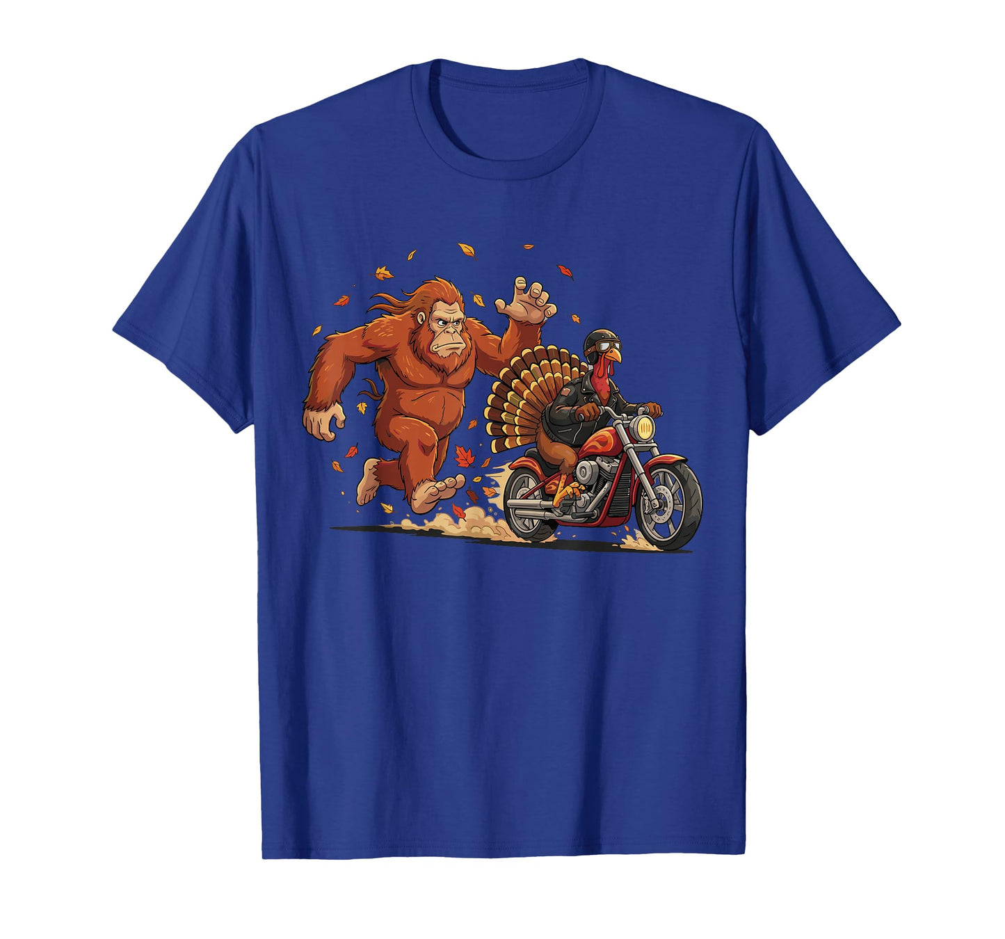 Turkey Motorcycle Bigfoot Funny Thanksgiving Cryptid Biker T-Shirt