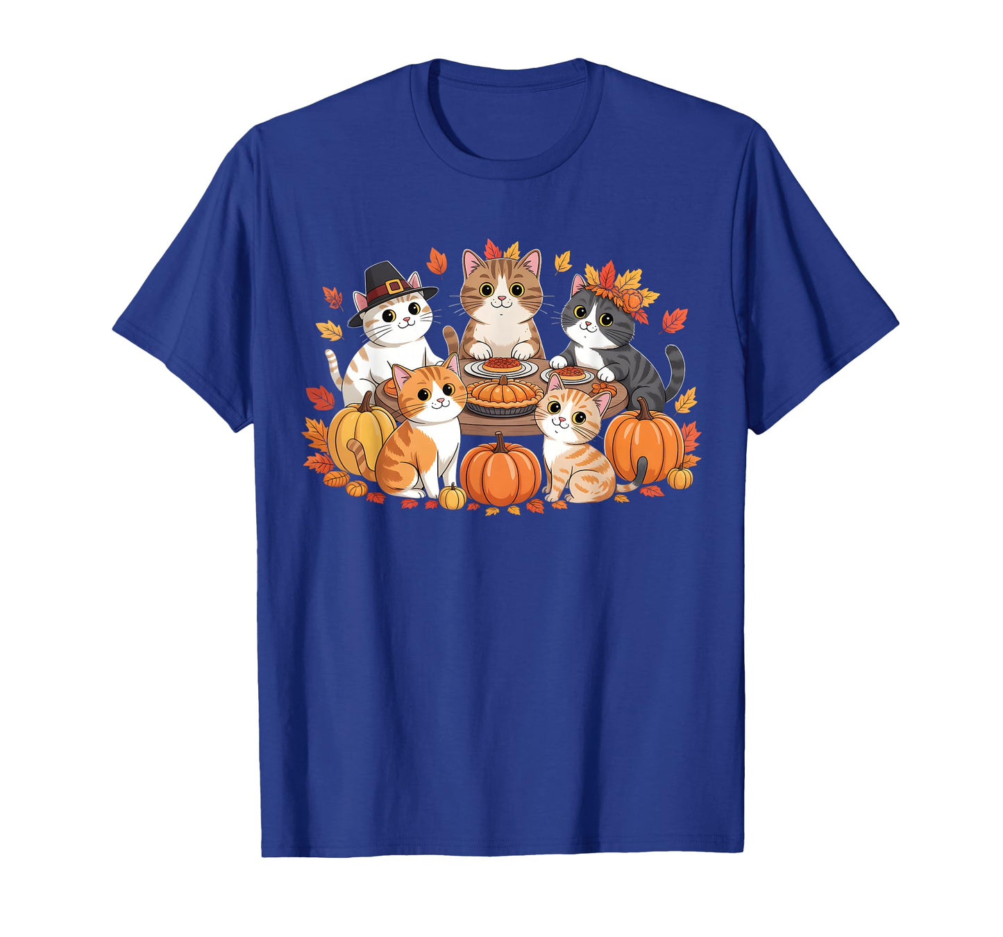 Thanksgiving Cats Dinner Feast Vintage Fall Men Women Kids T-Shirt