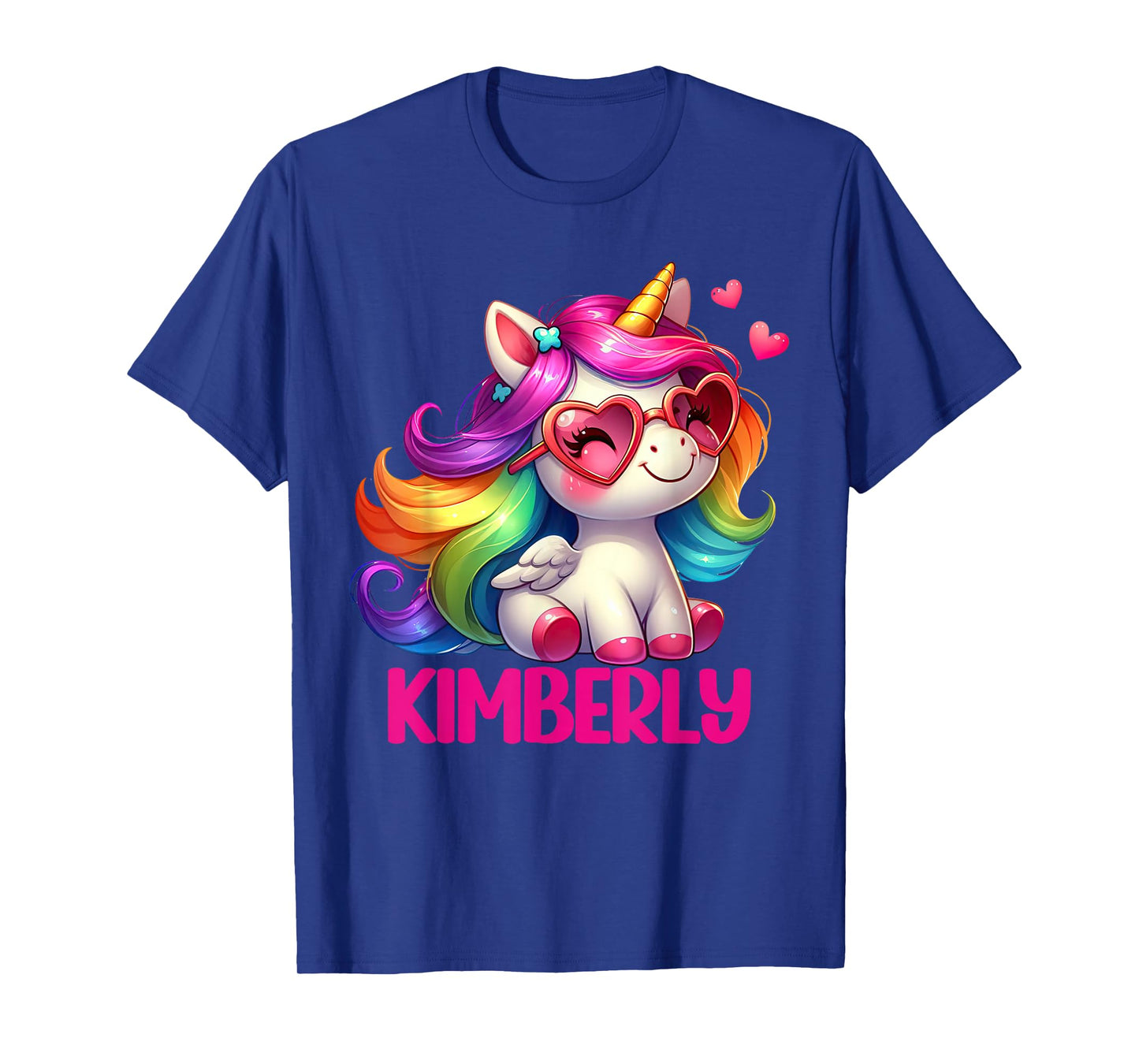 Kimberly Personalized Name Colorful Unicorn Women Girls T-Shirt