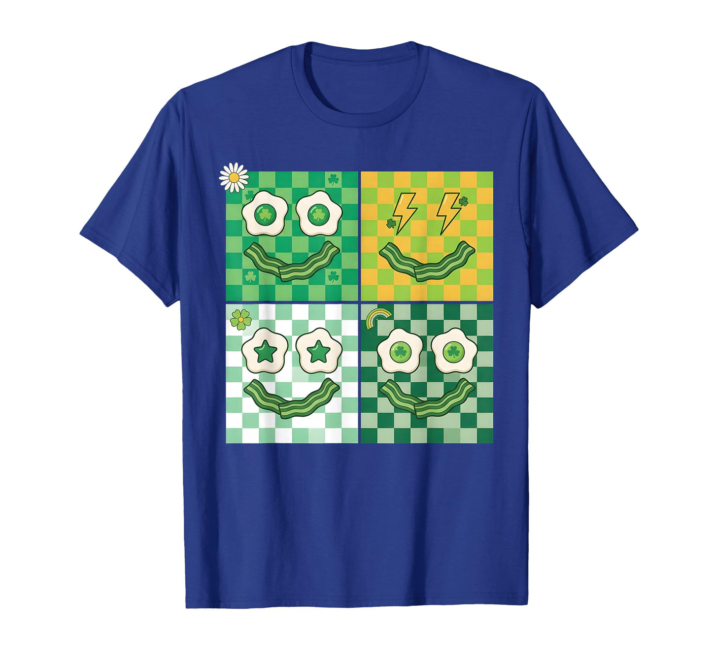Retro Green Face Eggs and Bacon Ham Breakfast St Patricks T-Shirt
