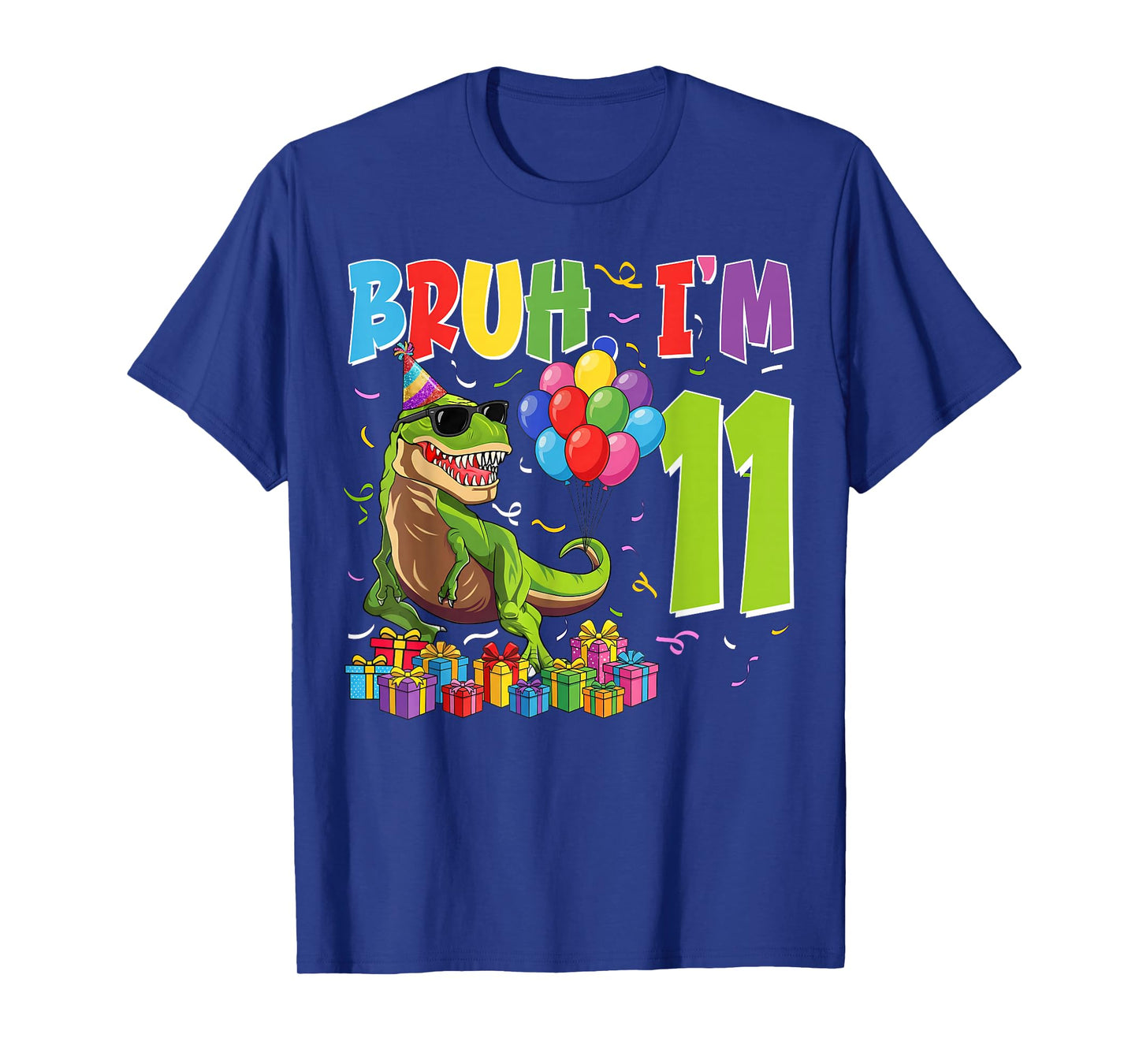 Bruh I'm 11 Years Old Party Outfit 11th Birthday Dinosaur T-Shirt