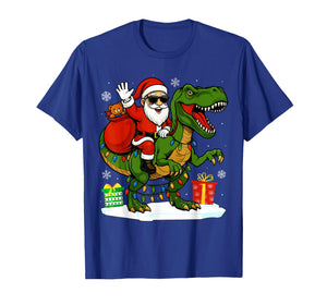 Funny Santa Riding Dinosaur T rex Christmas Santa Dinosaur T-Shirt
