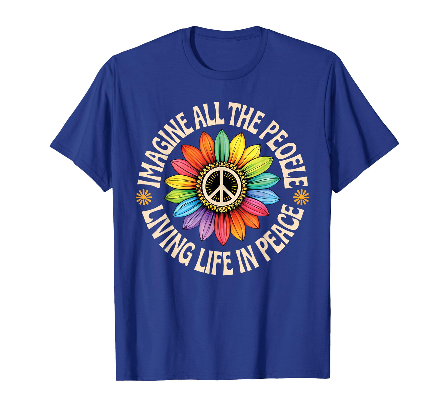 Retro Peace Flower Imagine All The People Boho Hippie 70s T-Shirt