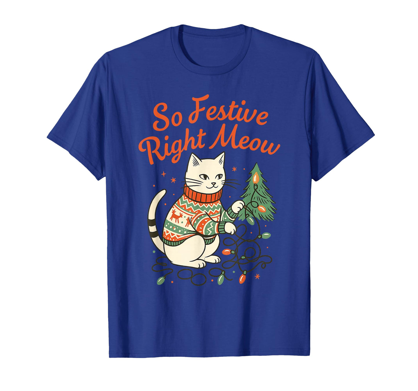 So Festive Right Meow Funny Cat Christmas Santa Holiday T-Shirt