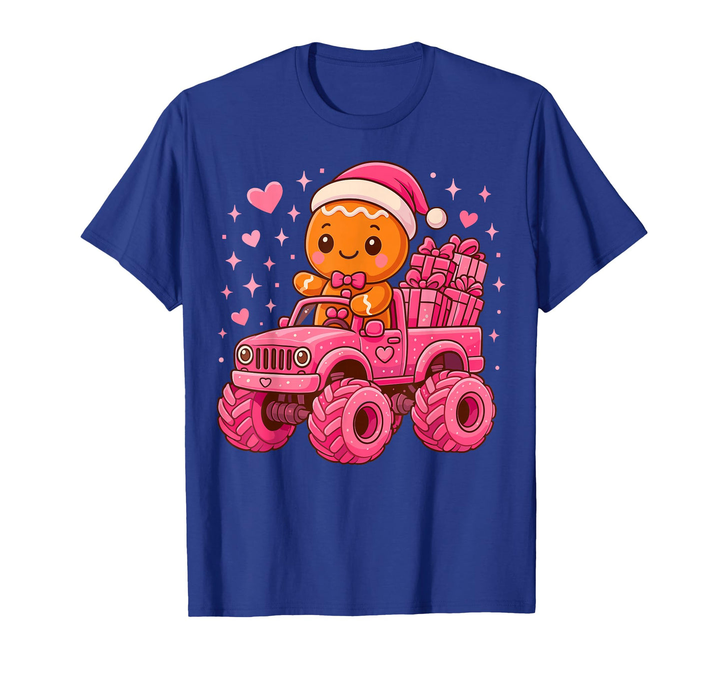 Gingerbread in Pink Christmas Monster Truck T-Shirt