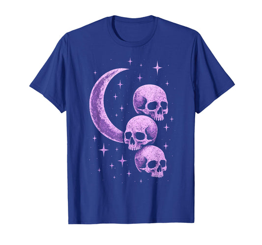 Skulls Moon Pastel Goth Witchy Occult Purple Alt Starry Pink T-Shirt