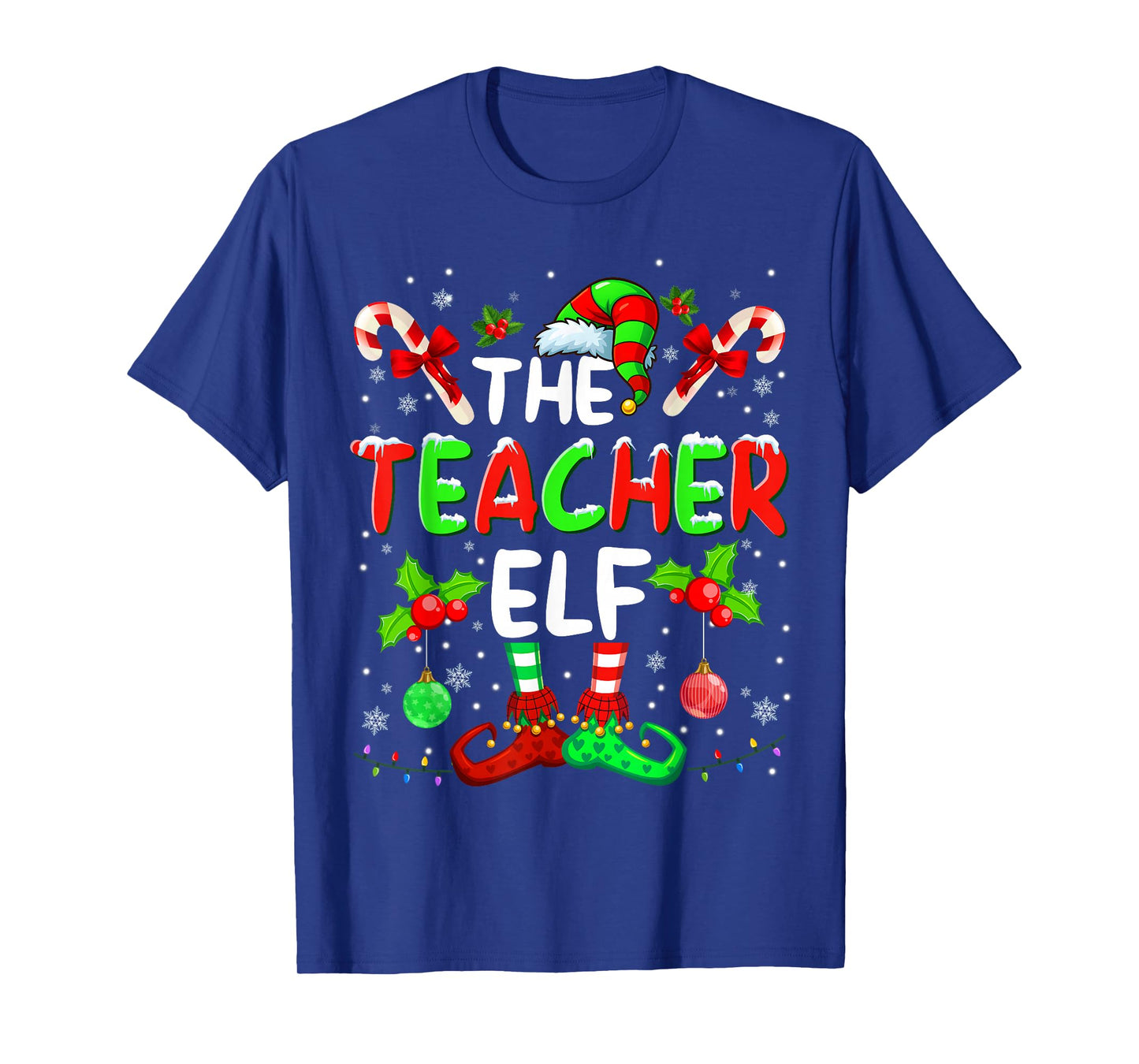 The Teacher Elf Costume Pajamas Pjs Christmas Xmas Men Boy T-Shirt