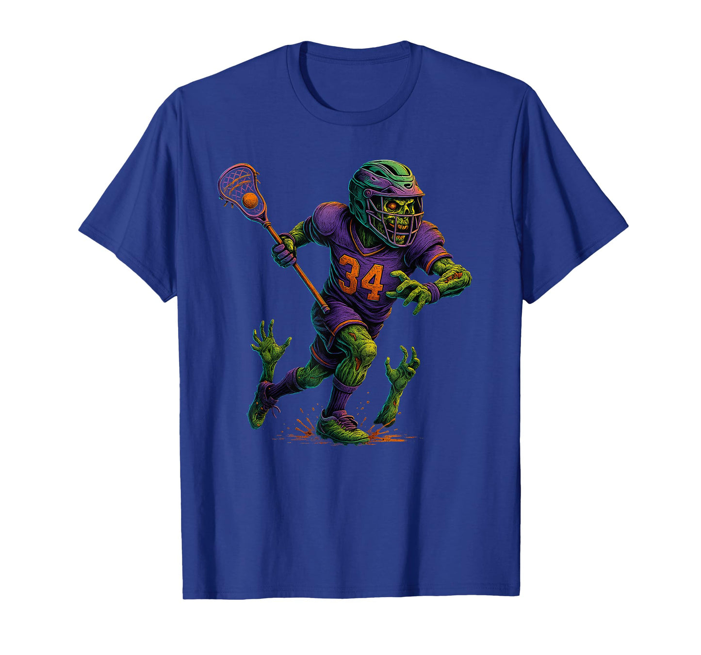 Zombie Halloween Lacrosse Player Design T-Shirt