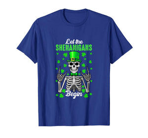 Let Shenanigan Begin Patrick's Day Skeleton Funny Rock Hands T-Shirt