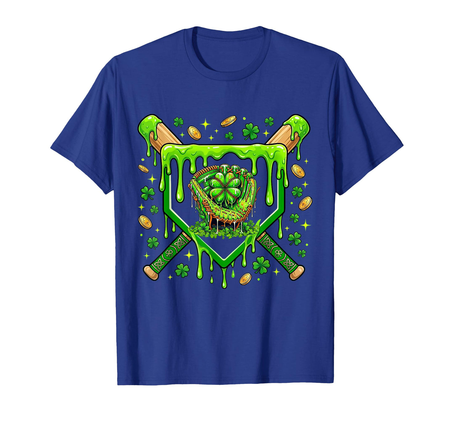 St Patricks Day Baseball Ice Cream Shamrock Baseball Player T-Shirt