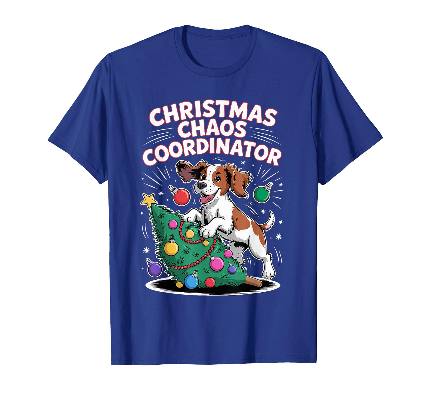 Christmas Chaos Coordinator Xmas Dog Puppy Funny Brittany T-Shirt