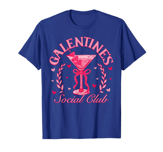 Galentine's Social Club Pink Coquette Martini Bow Valentine T-Shirt