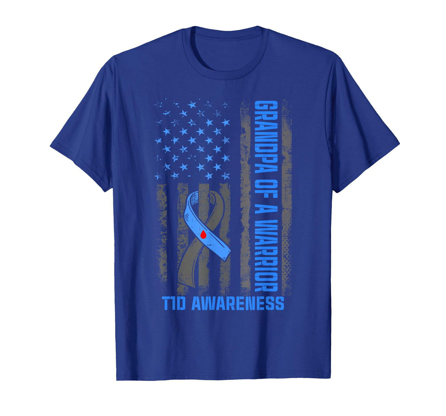 Type 1 Diabetes Awareness T1D Grandpa of Warrior Diabetic T-Shirt