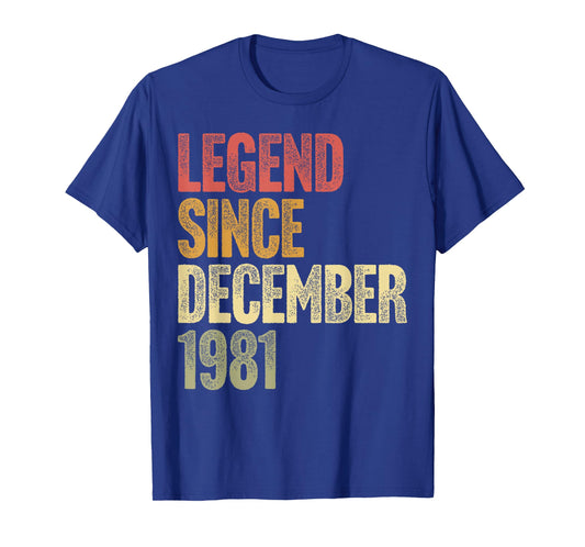 44 Year Old Legend Since December 1981 Retro 44th Birthday T-Shirt