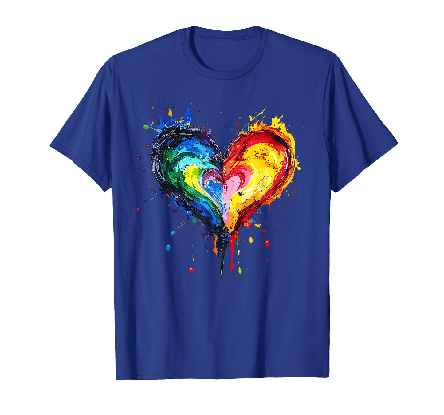 Colorful Rainbow Heart Paint Splash Abstract Love T-Shirt