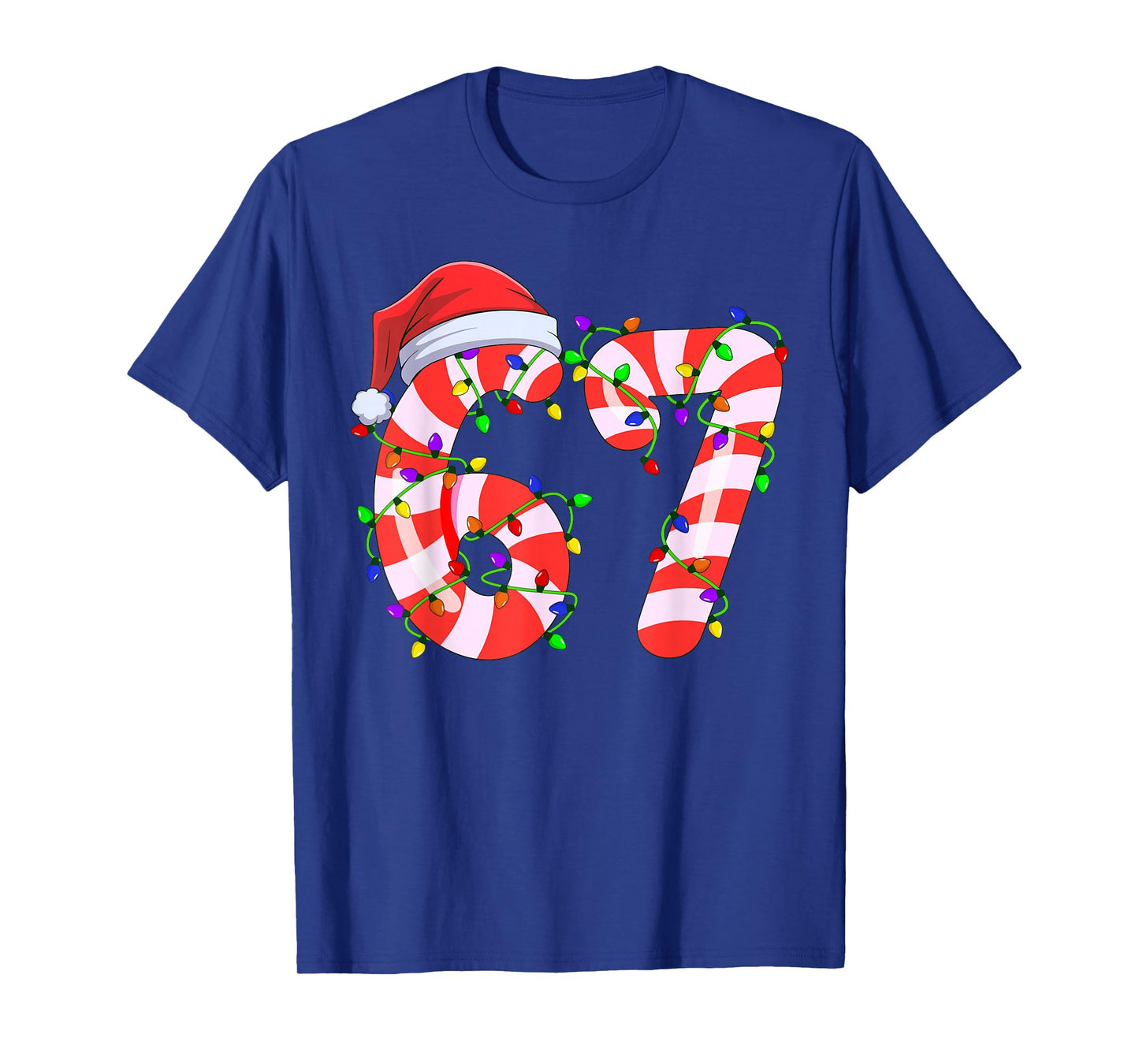 Viral 67 Candy Canes Santa Light Holiday Kids Humor T-Shirt