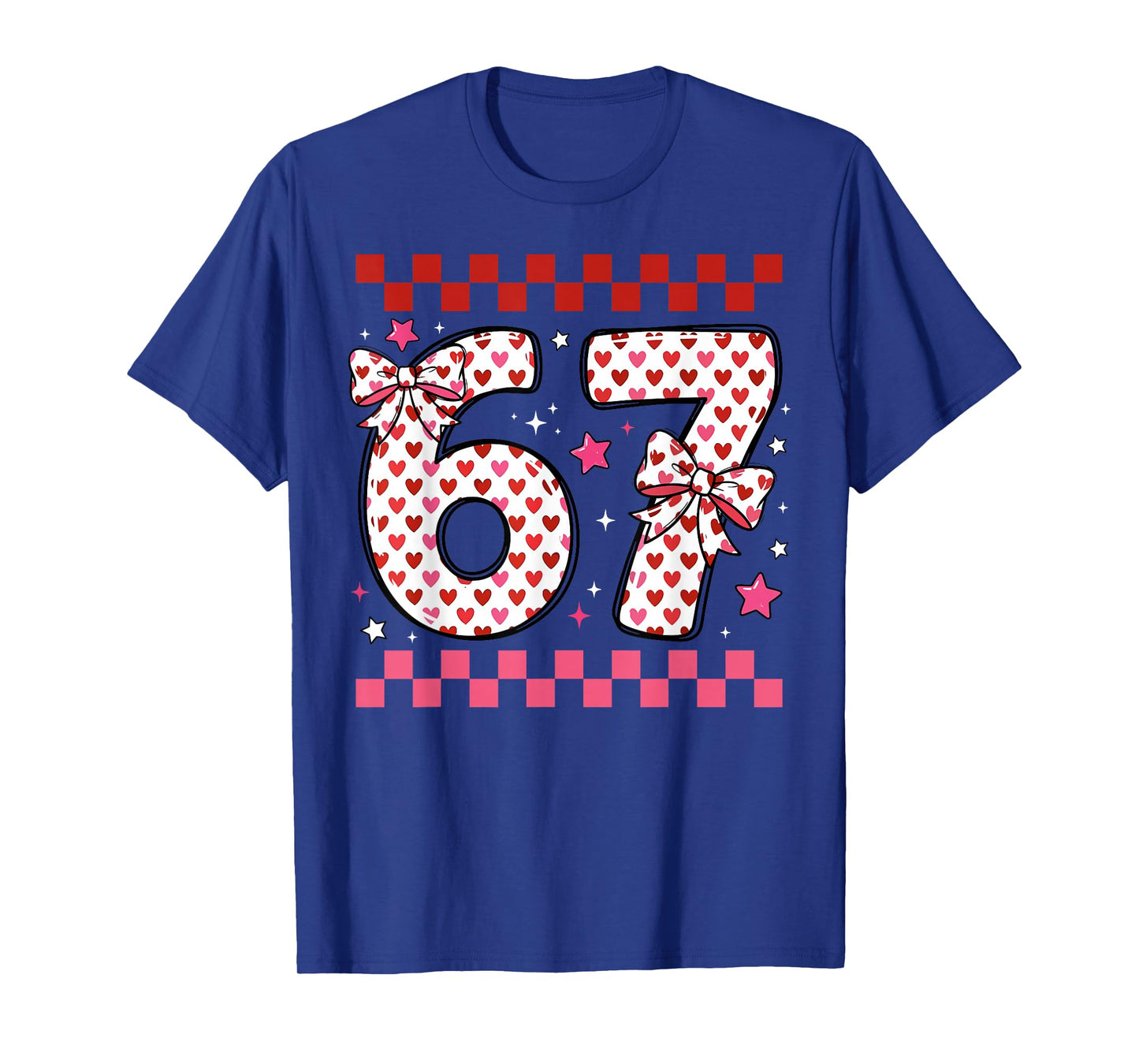 Valentine 67 Six Seven 6-7 Funny Heart Bow for Kids Girls T-Shirt