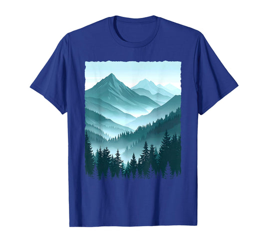 Mountain Forest Tree Nature Graphic Outdoor Hiking Adventure T-Shirt