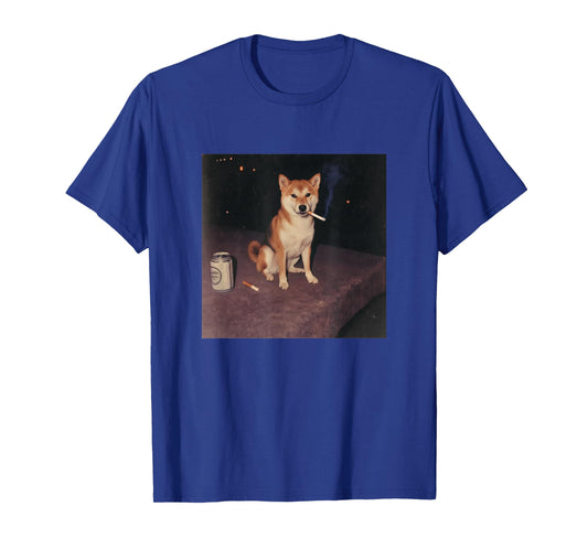 Funny Smoking Shiba Inu Dog Cigarette Beer Gen Z T-Shirt