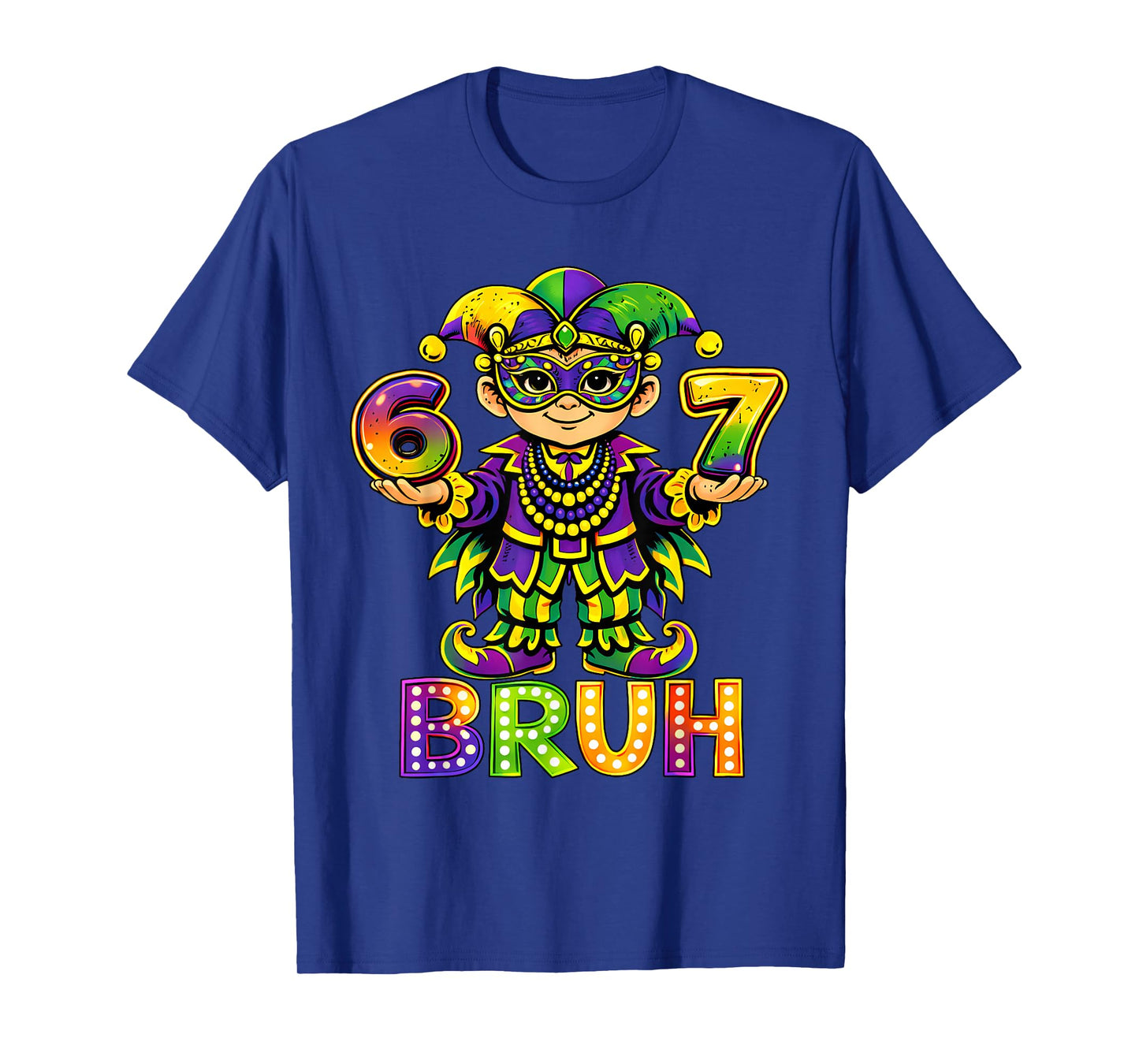 Bruh Mardi Gras Carnival Six Seven Jester Beads 67 Meme Boys T-Shirt