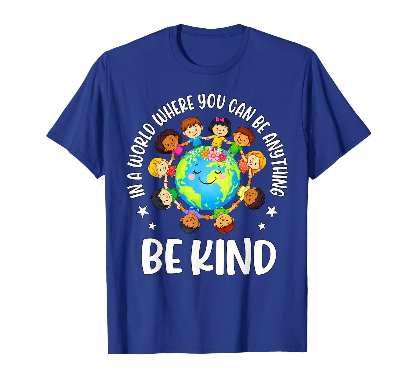 in A World Be Kind Kids Earth World Kindness Day Teachers T-Shirt
