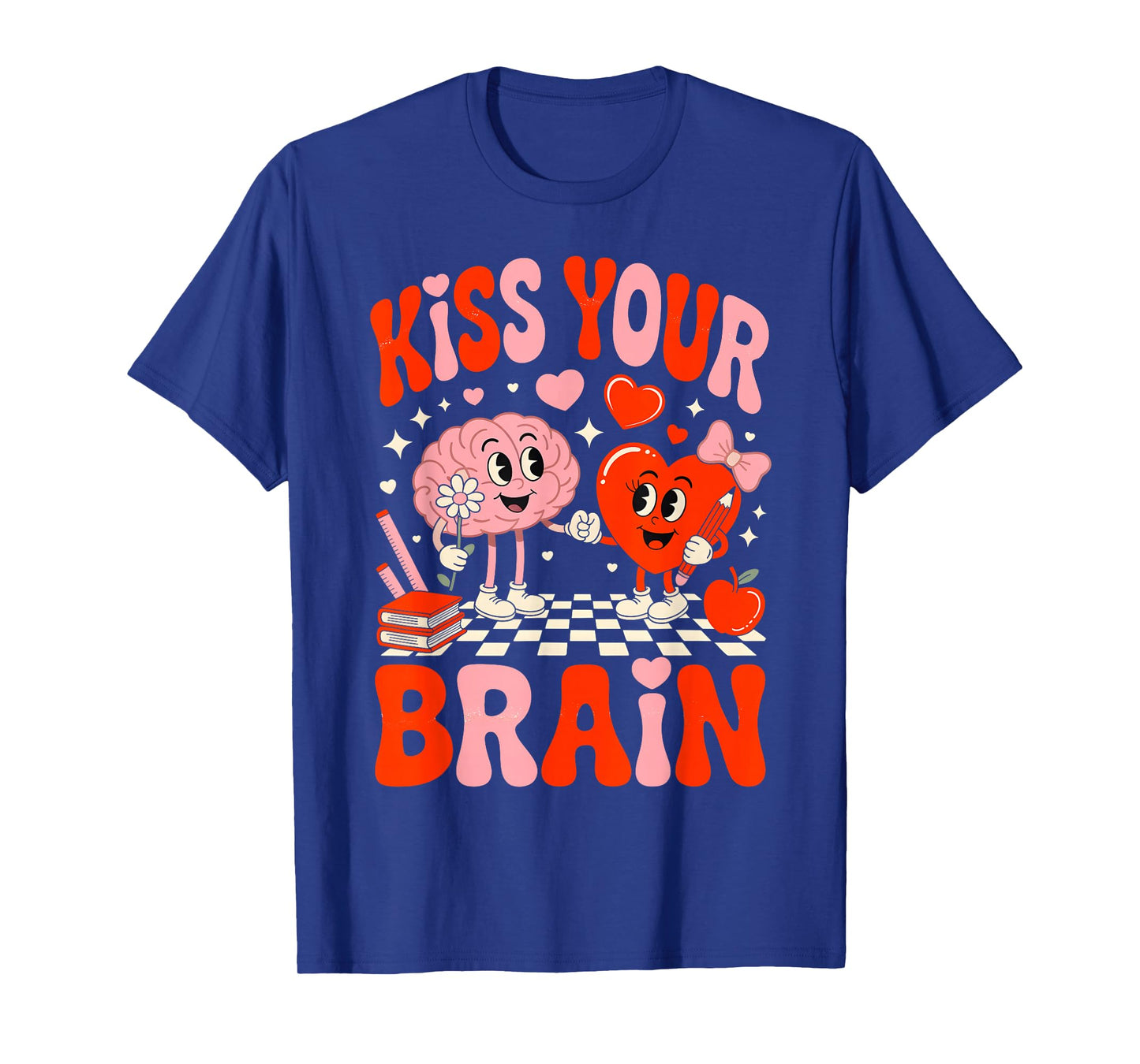 Kiss Your Brain Women Valentine's Day Retro School Counselor T-Shirt