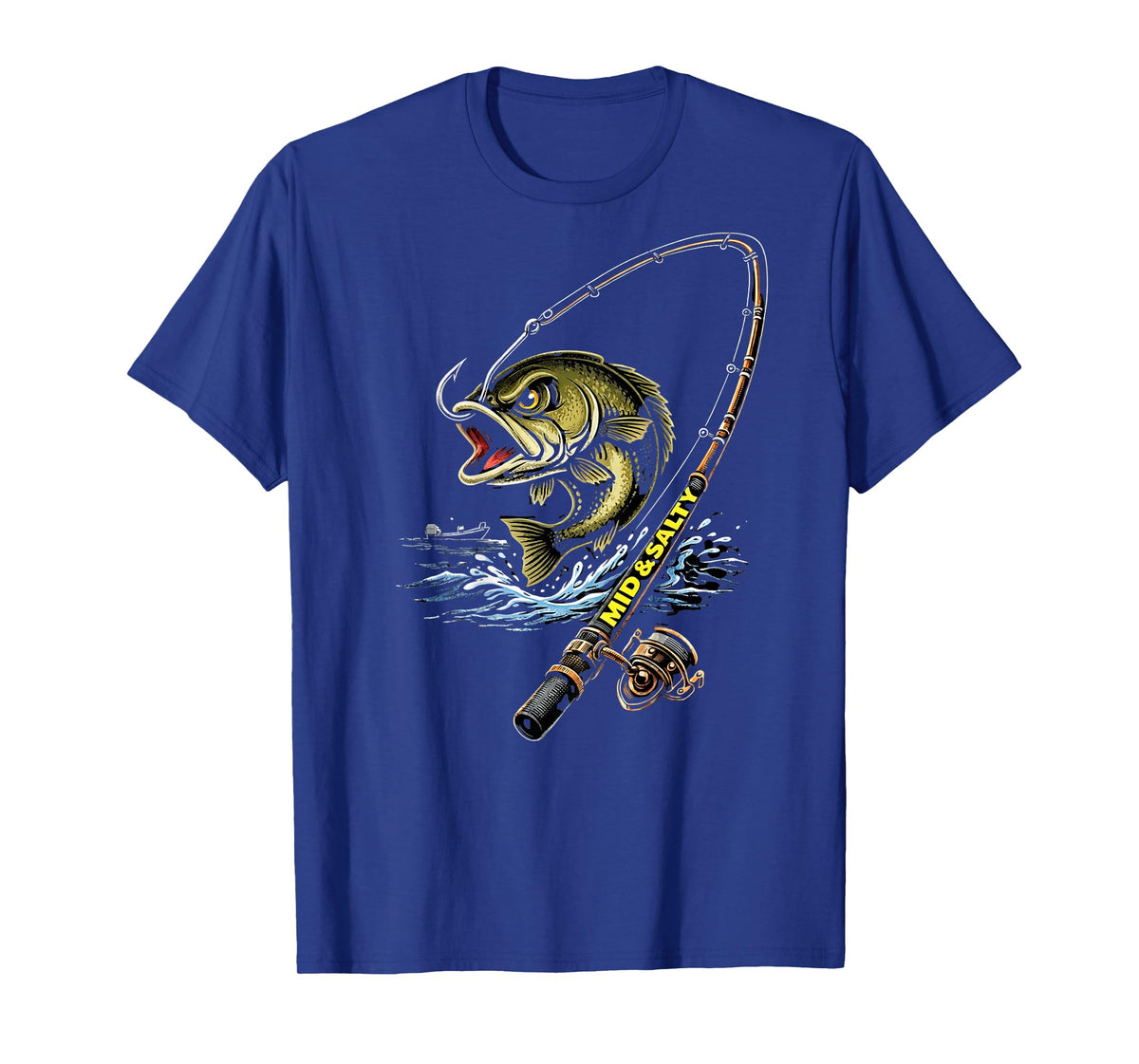 Mid & Salty Angry Bass Fishing Color T-Shirt