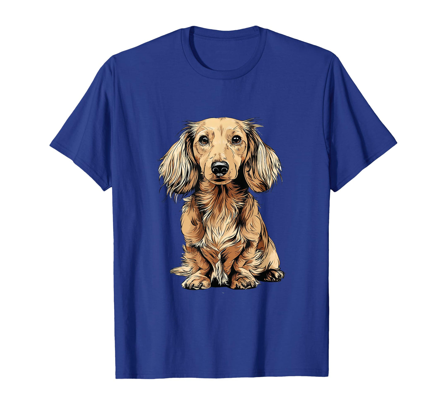 Blonde Long Hair Dachshund Dog Illustration T-Shirt