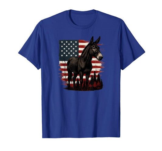 Patriotic Mule with American Flag T-Shirt