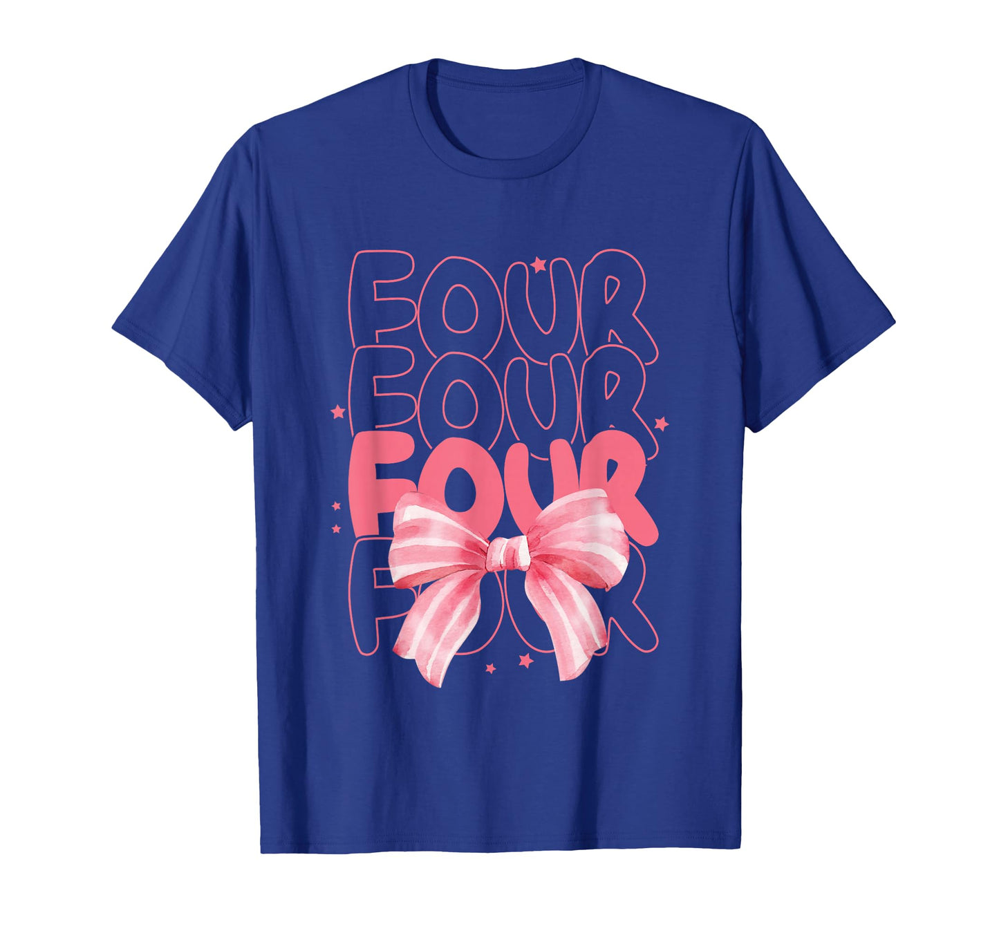 Four 4th Birthday Girls Coquette Bow 4 Years Old Fourth Bday T-Shirt