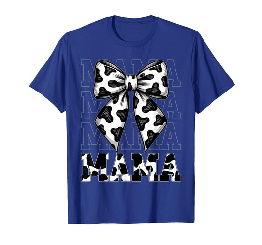 Mama Cow Print Coquette Bow Mother's Day Western Mom Women T-Shirt
