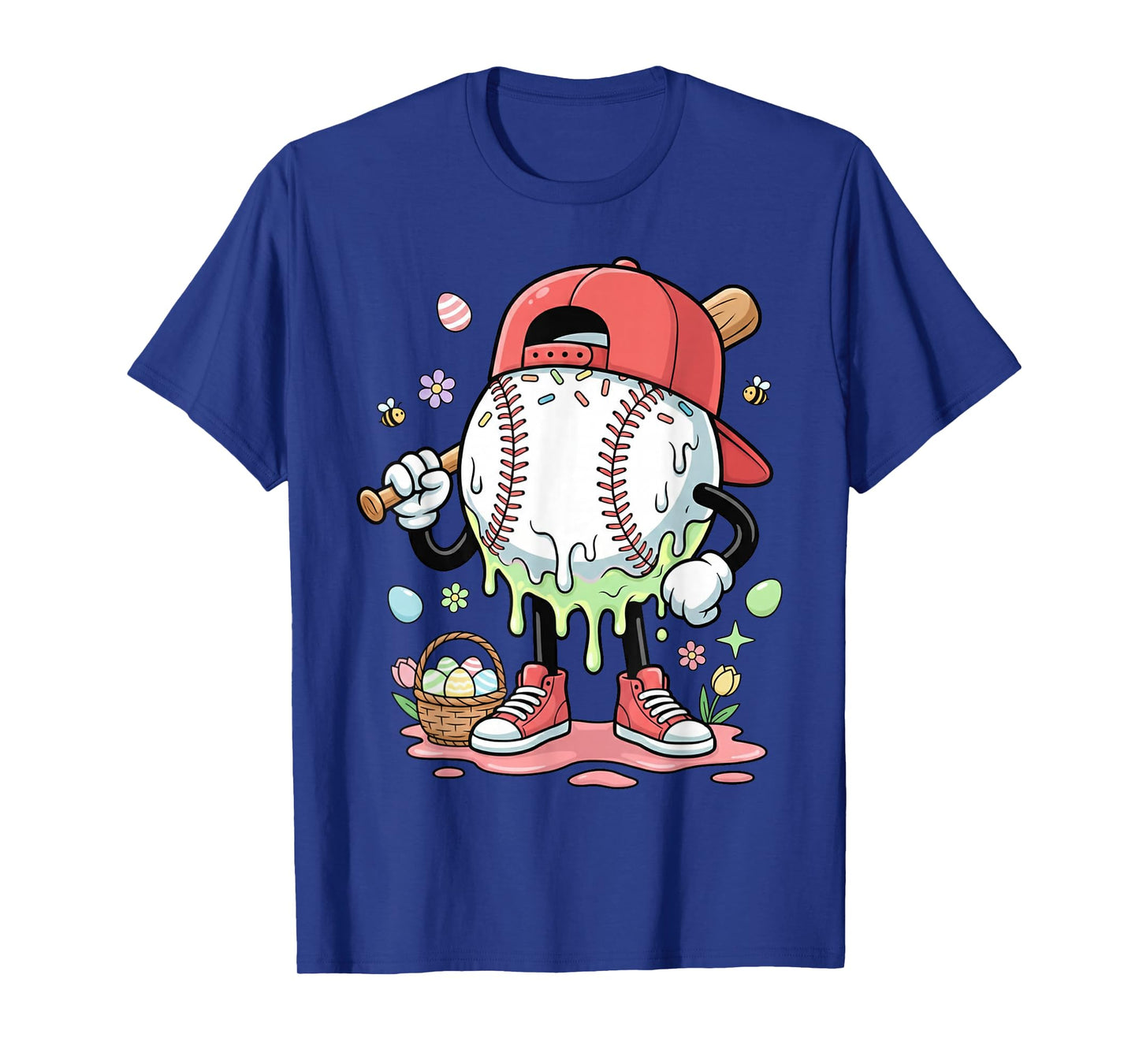 Baseball Easter Day Funny Ice Cream Drip Boys Kids T-Shirt