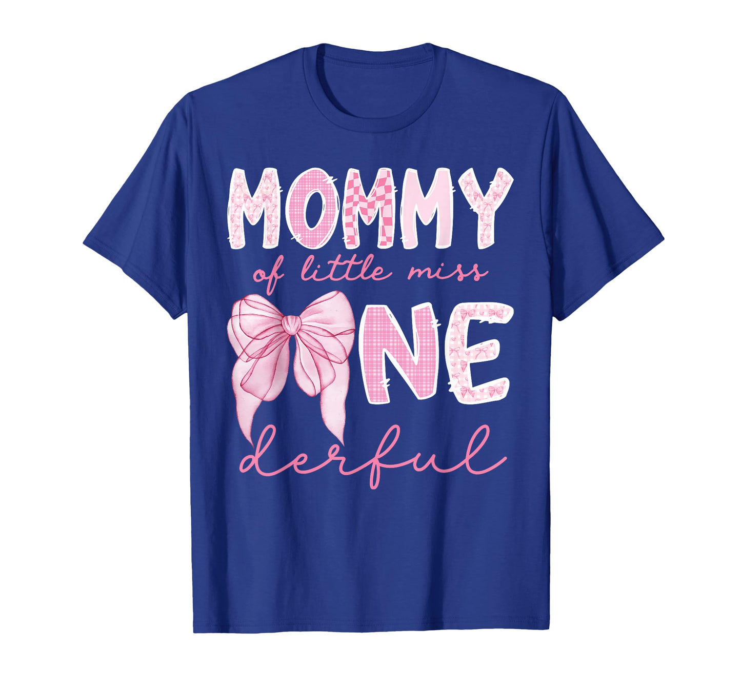 Mommy of Little Miss Onederful First Birthday Girl Bow T-Shirt