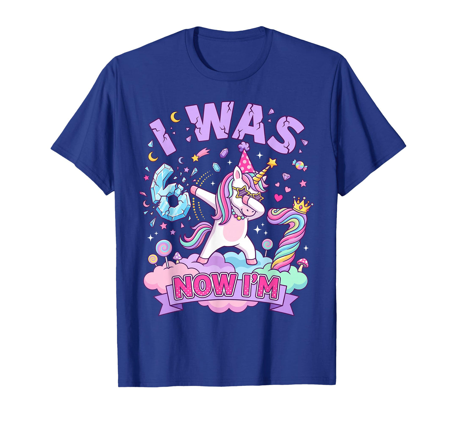 I was 6 Now I'm 7 Unicorn Girl 6 7 Birthday T-Shirt