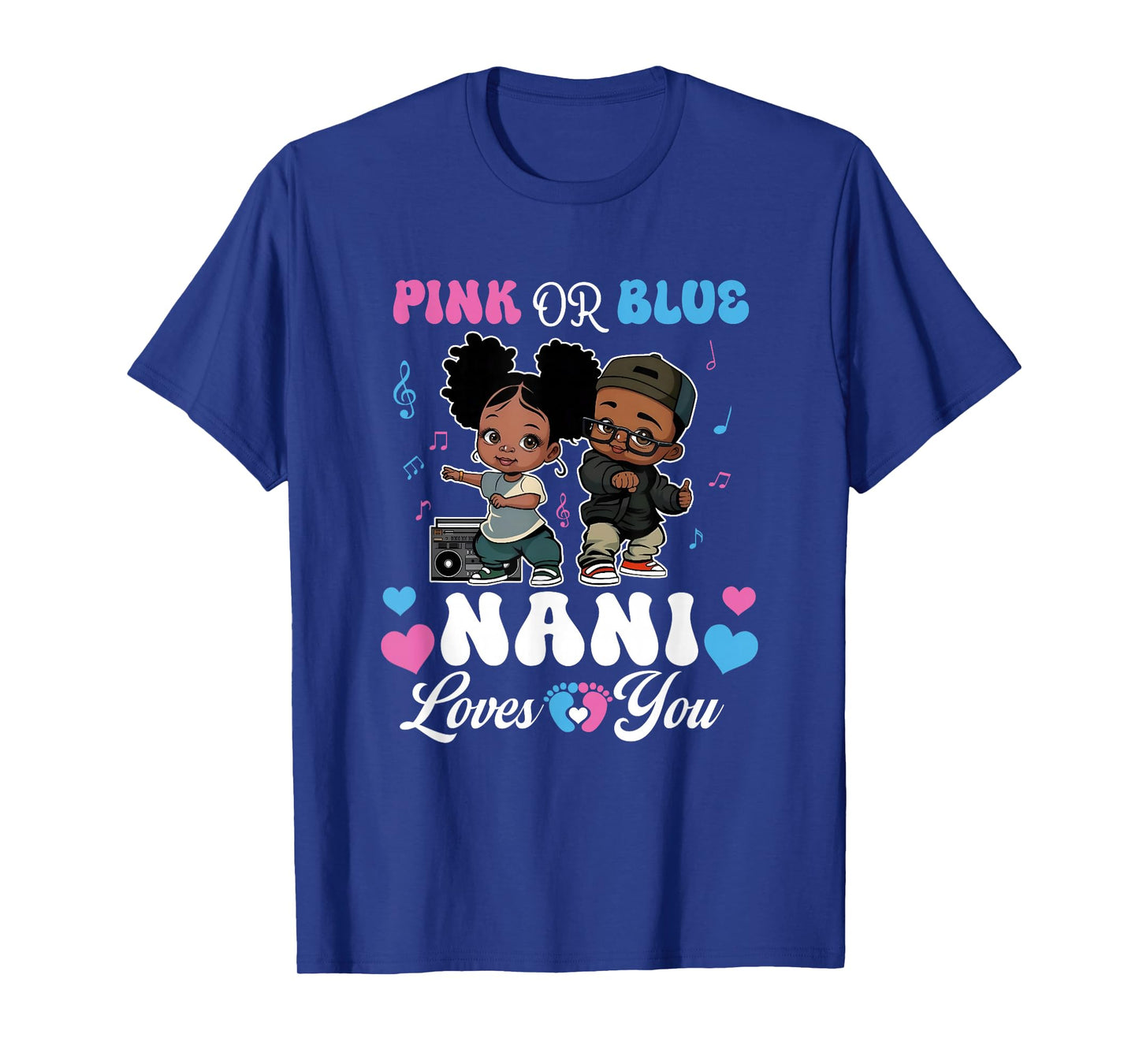 Pink Or Blue Nani Loves You Black Baby Gender Reveal T-Shirt