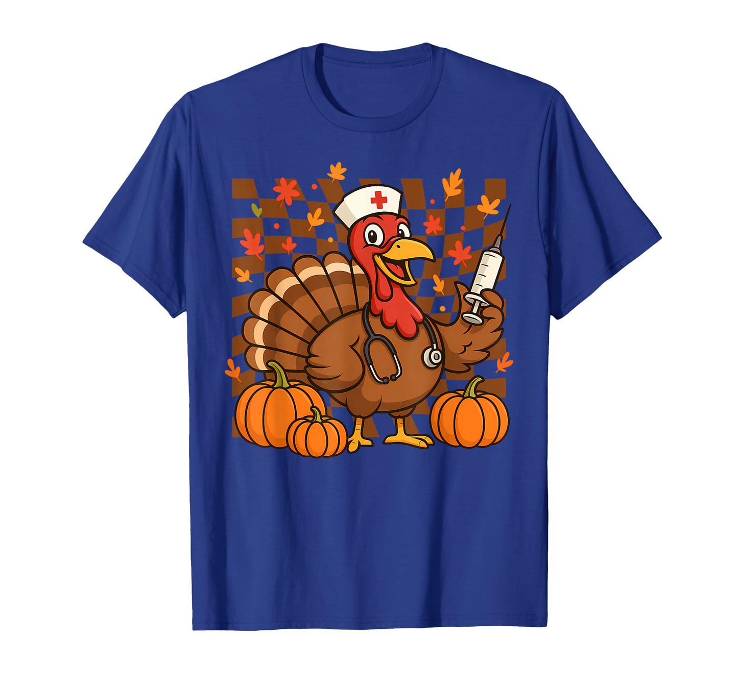 Thanksgiving Turkey Nurse Syringe Fall Scrub Top Women Men T-Shirt