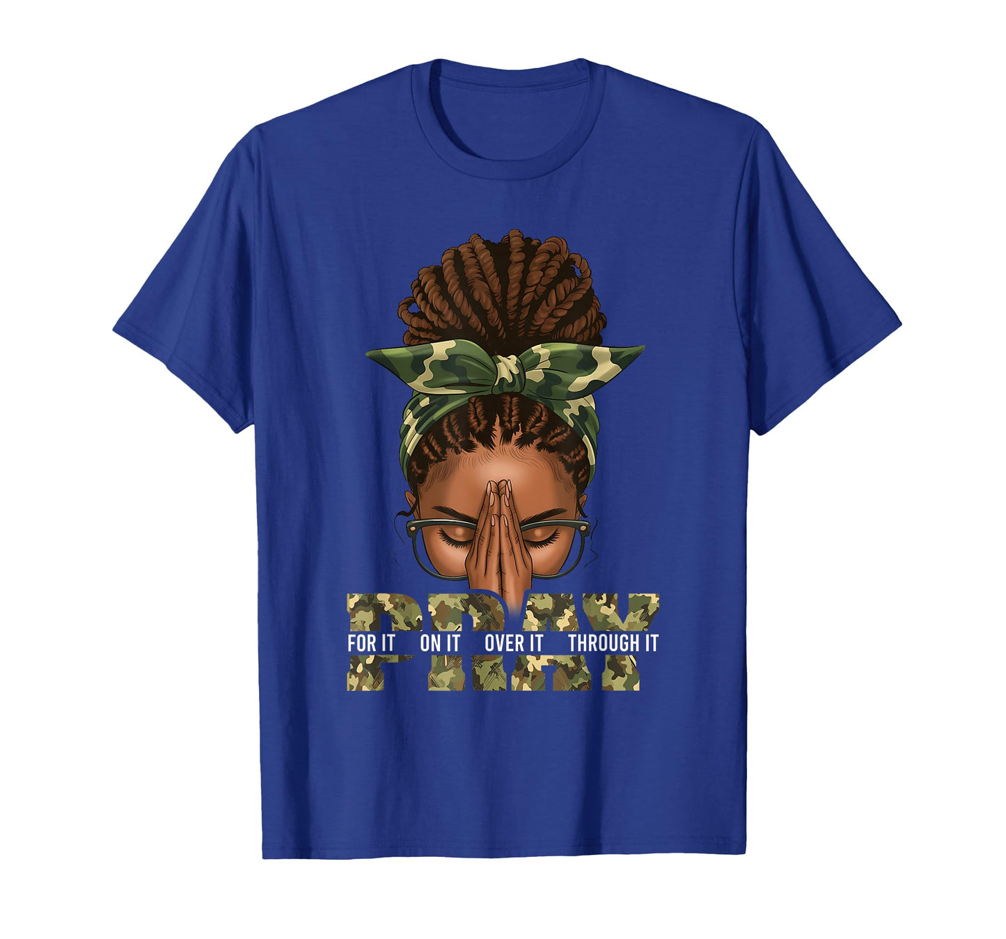 Pray On It Pray Over It Black Woman Afro Christian Sayings T-Shirt