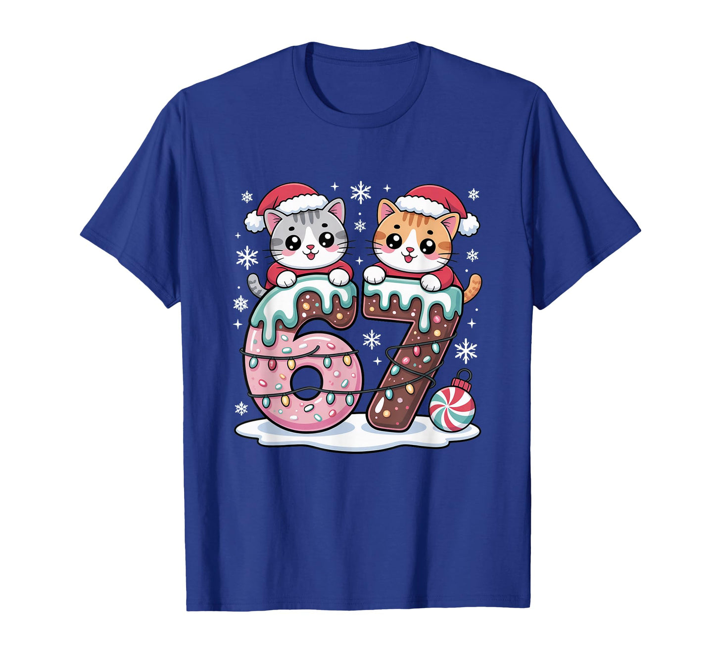 67 Funny Meme Kawaii Cats Christmas Ice Cream Drip 6 7 Kids T-Shirt