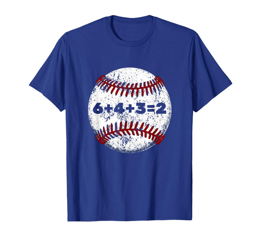 White Baseball red Stitches Sport Graphic Funny 6+4+3=2 T-Shirt
