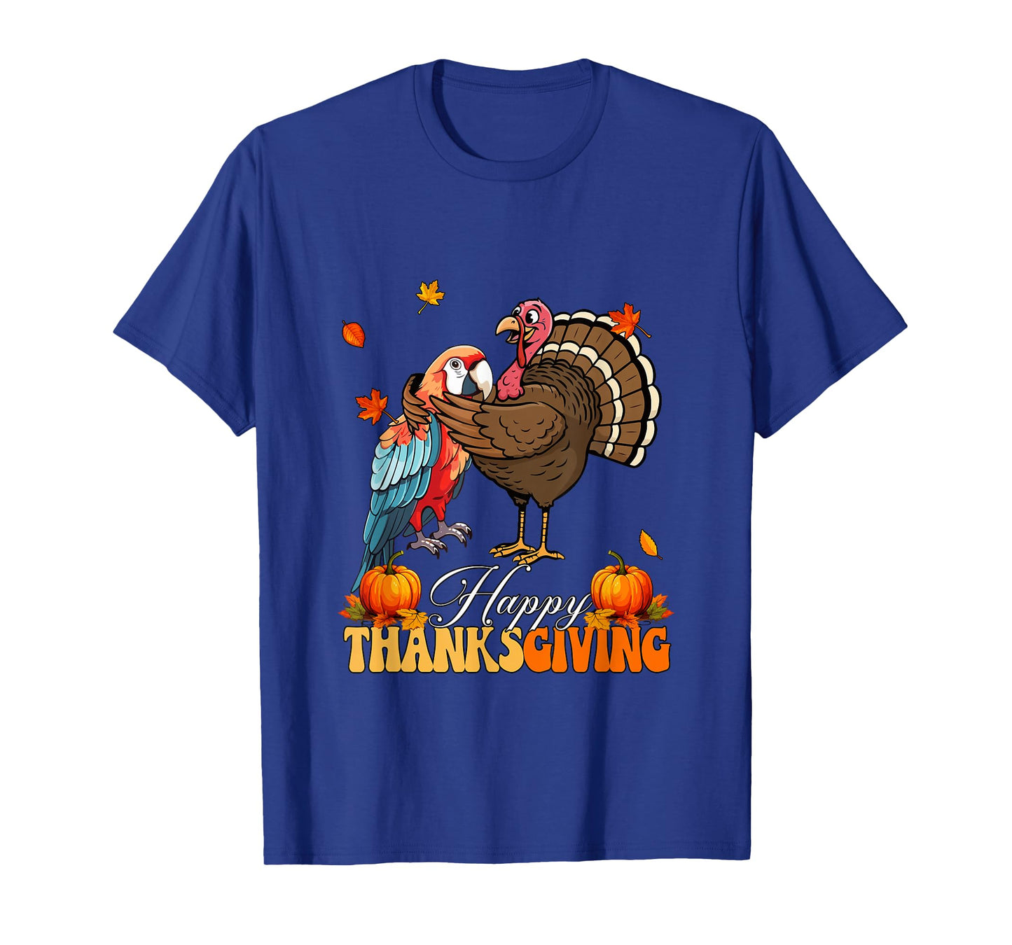 Happy Thanksgiving Turkey Hugging Parrot Lover Farmer Kids T-Shirt