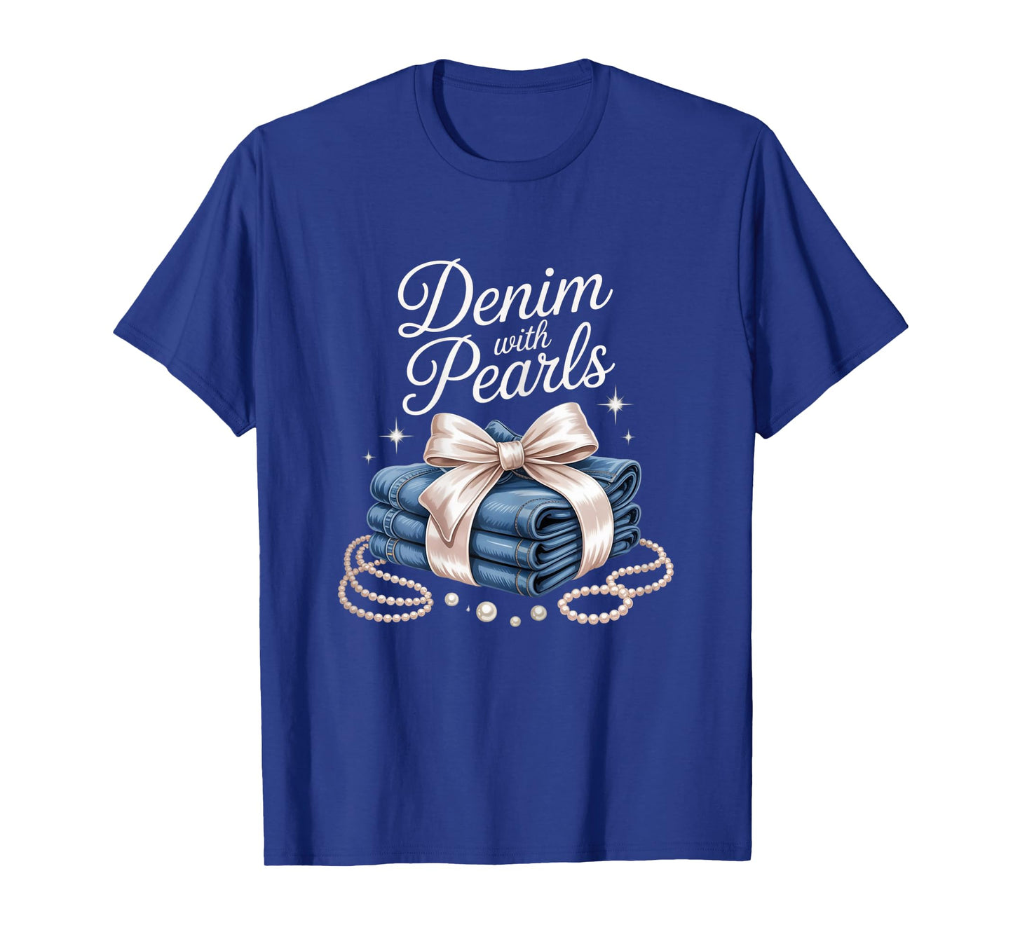 Denim with Pearls Mother’s Day Outfit for Stylish Women T-Shirt
