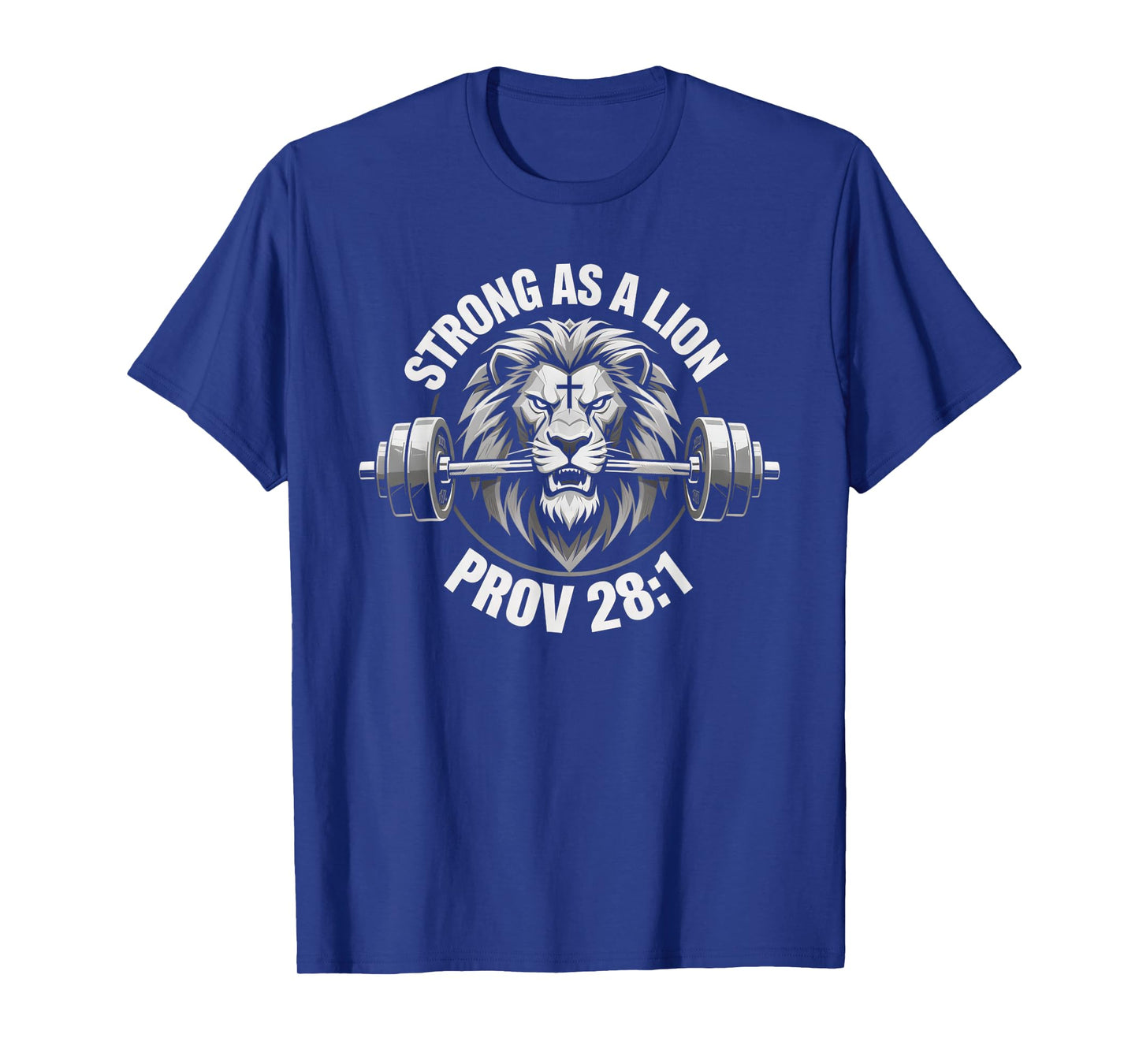 Christian Lion Gym Bodybuilding Bible Verse Proverbs 28:1 T-Shirt
