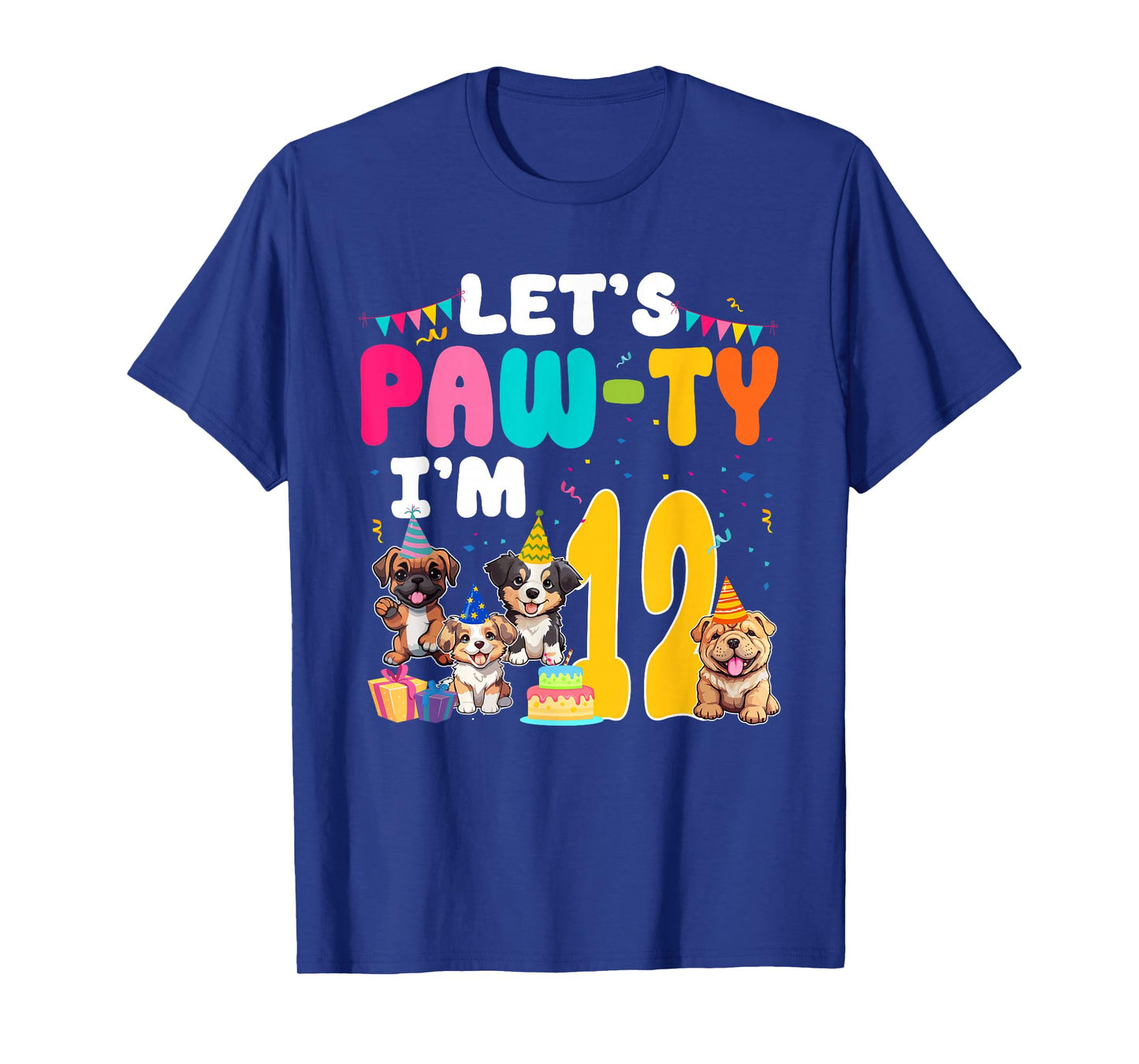 Let's Pawty I'm 12 Year Old Dog Lover 12th Birthday Party T-Shirt