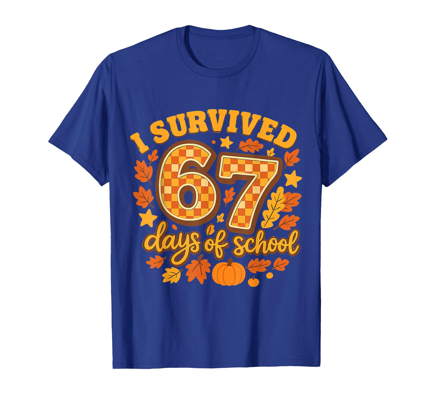 I Survived 67 Days of School Fall Leaves Cute Autumn Graphic T-Shirt