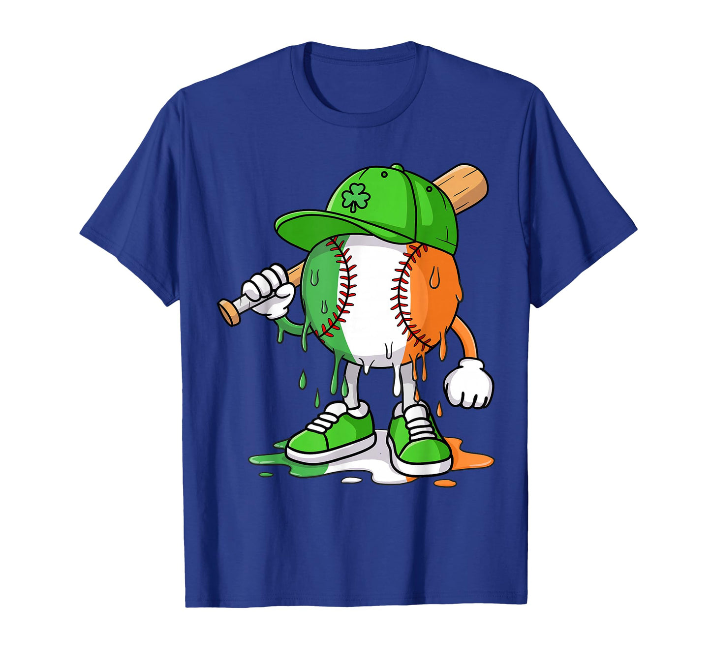 Boys St Patricks Day Kids Baseball Player Ice Cream Drip T-Shirt