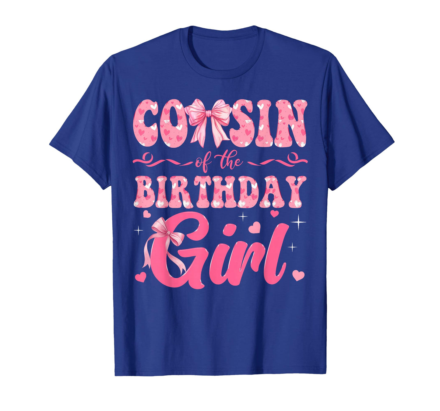 Cousin of The Birthday Girl Family Pink Coquette Bow T-Shirt
