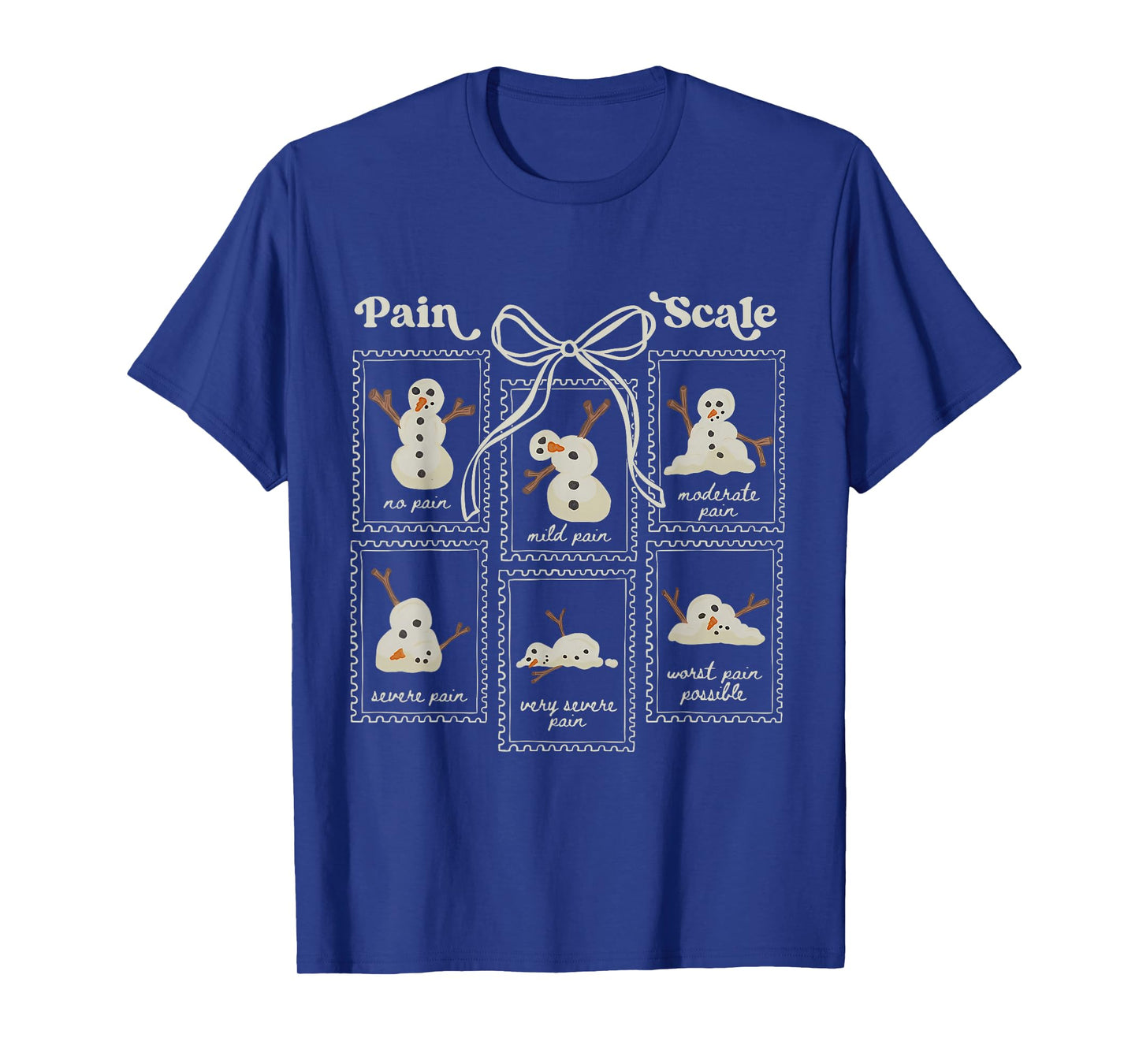 Preppy Coquette Pain Scale Stamps Snowmen Trauma ER Nurses T-Shirt