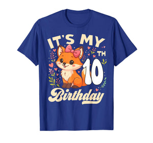 Fox Animal Lovers 10th Birthday Girl Fox B-Day 10 Years Old T-Shirt