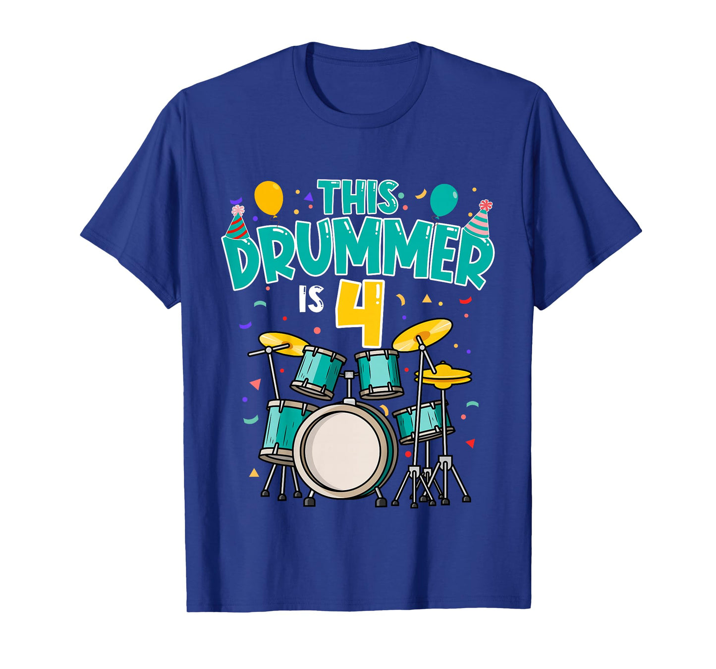 4 Years Old Drummer 4th Birthday Drum Set Drumming T-Shirt